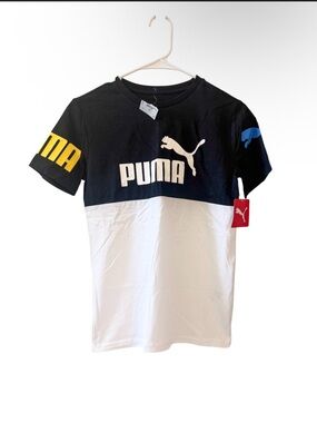 Boys‎ Puma White Logo Tee Size 10/12 Sporty Streetwear NWT